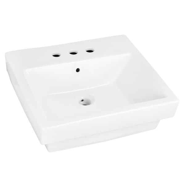 20.5-in. W Semi-Recessed White Vessel Set For 3H4-in. Center Faucet